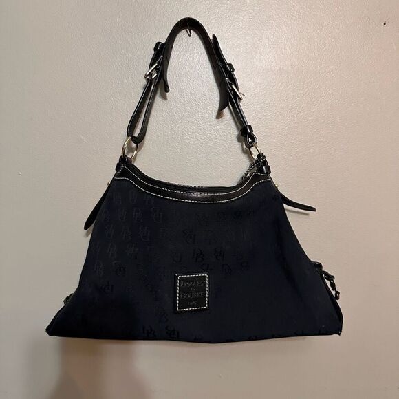 Dooney & Bourke Canvas Handbag 90s Purse Monogrammed Black - Picture 1 of 16